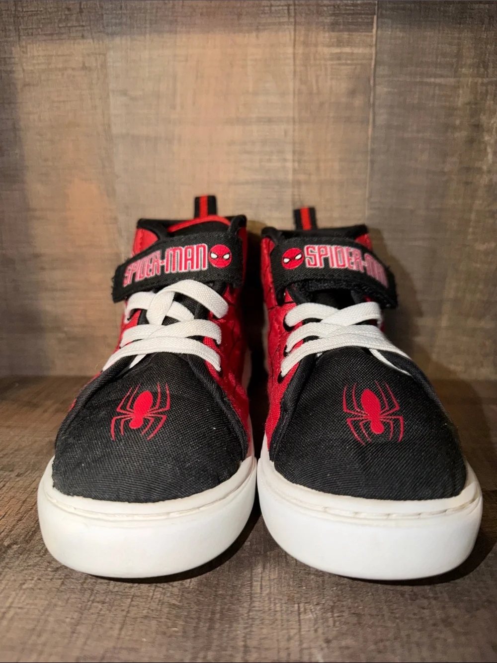 Spiderman Red, Black & White Kids High-Top Sneakers-size 10